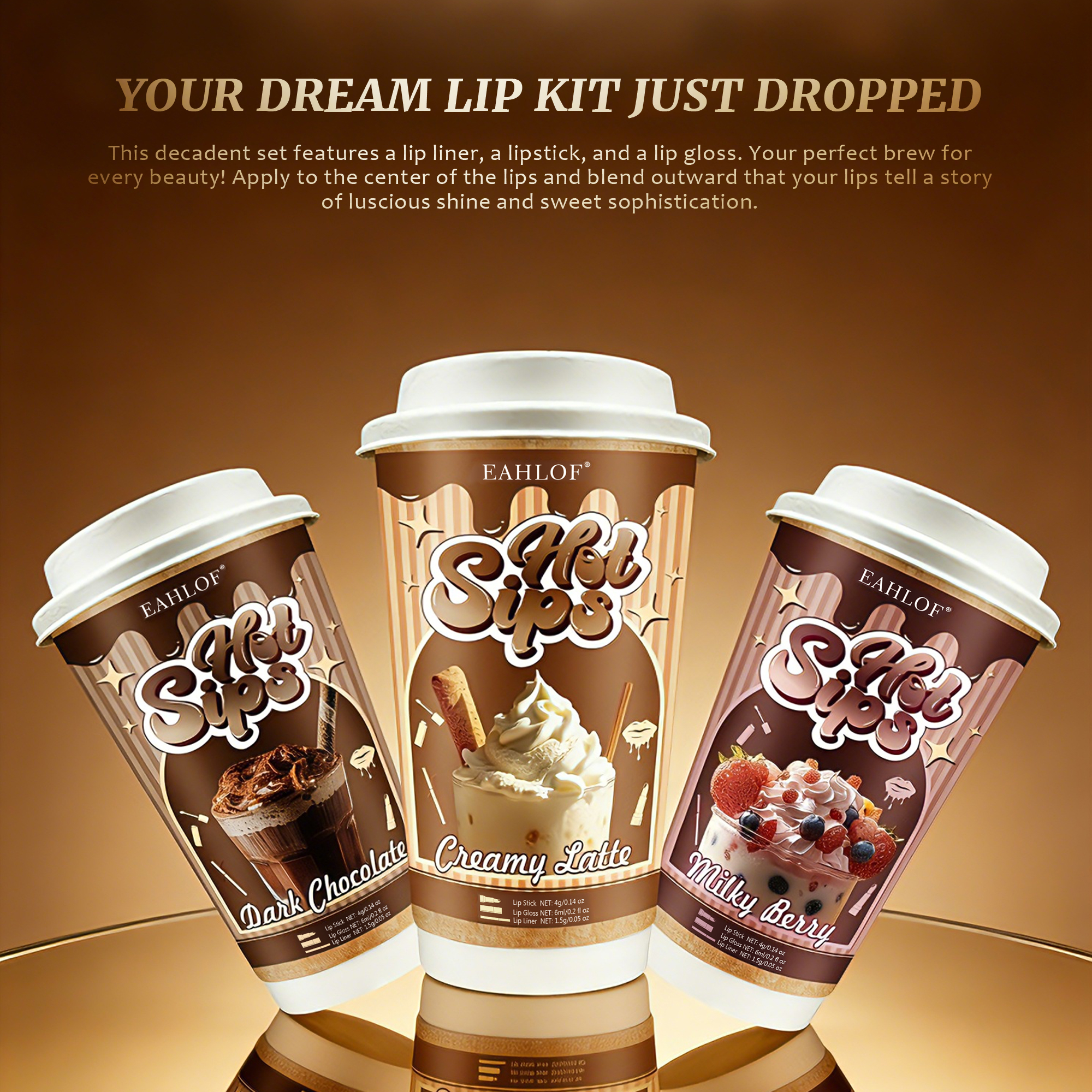 3-in-1 Shiny Coffee Lip Set
