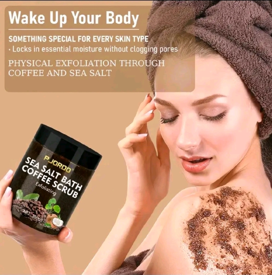 Fazion Sea Salt Bath Coffee & Coconut Scrub 350g - Gentle Exfoliation for Smooth Skin Repair & Body Care - Image 2